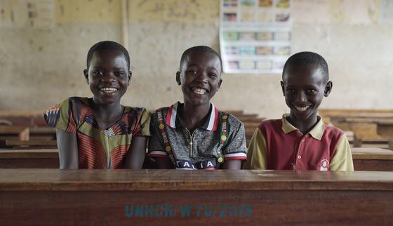 Emilie and two friends at school-Uganda-War Child helps children cope_War Child Uganda_200228